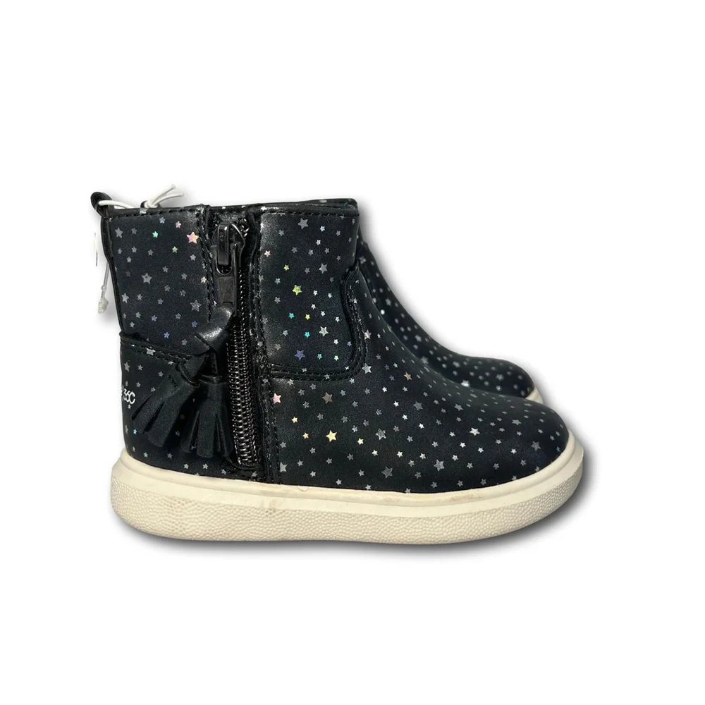 Stride Rite 360 Melody Little Girls' Ankle Boots Size 6M Black Stars Tassel